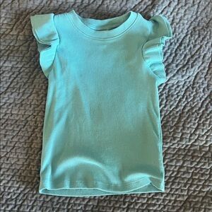 Cat & Jack Aqua Ribbed Top with Ruffle Sleeves